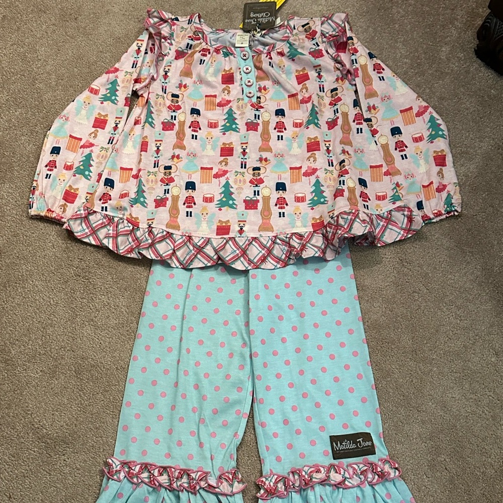 Matilda Jane Size 6 Nutcracker Pajama Set - Pink and Blue New with tags